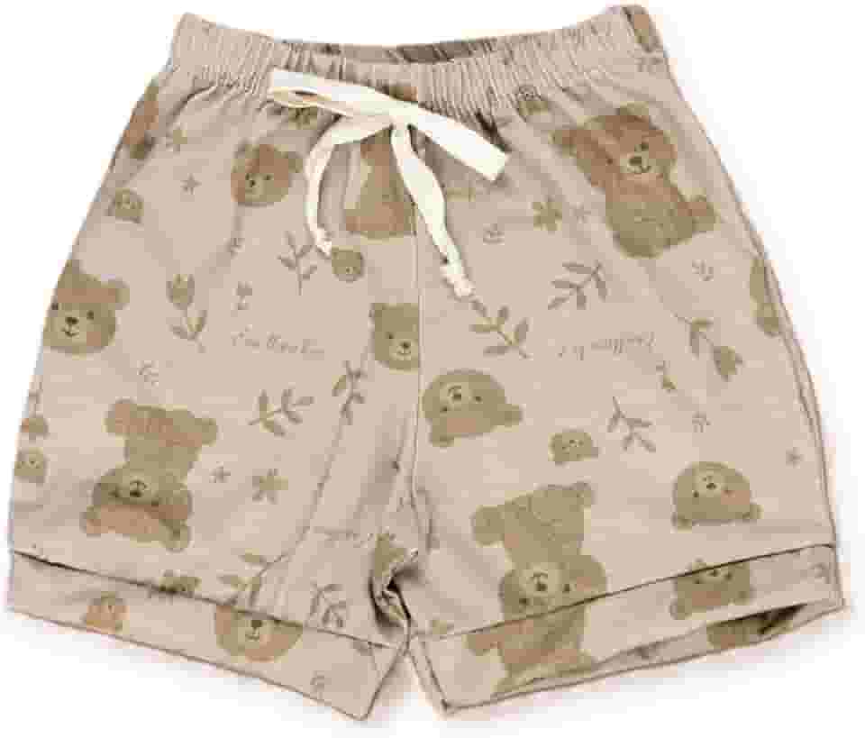 Shorts Bebê em Malha Macelin 100 por cento Algodão, Estampas Fofas e Conforto para o Dia a Dia de 0 a 12 Meses