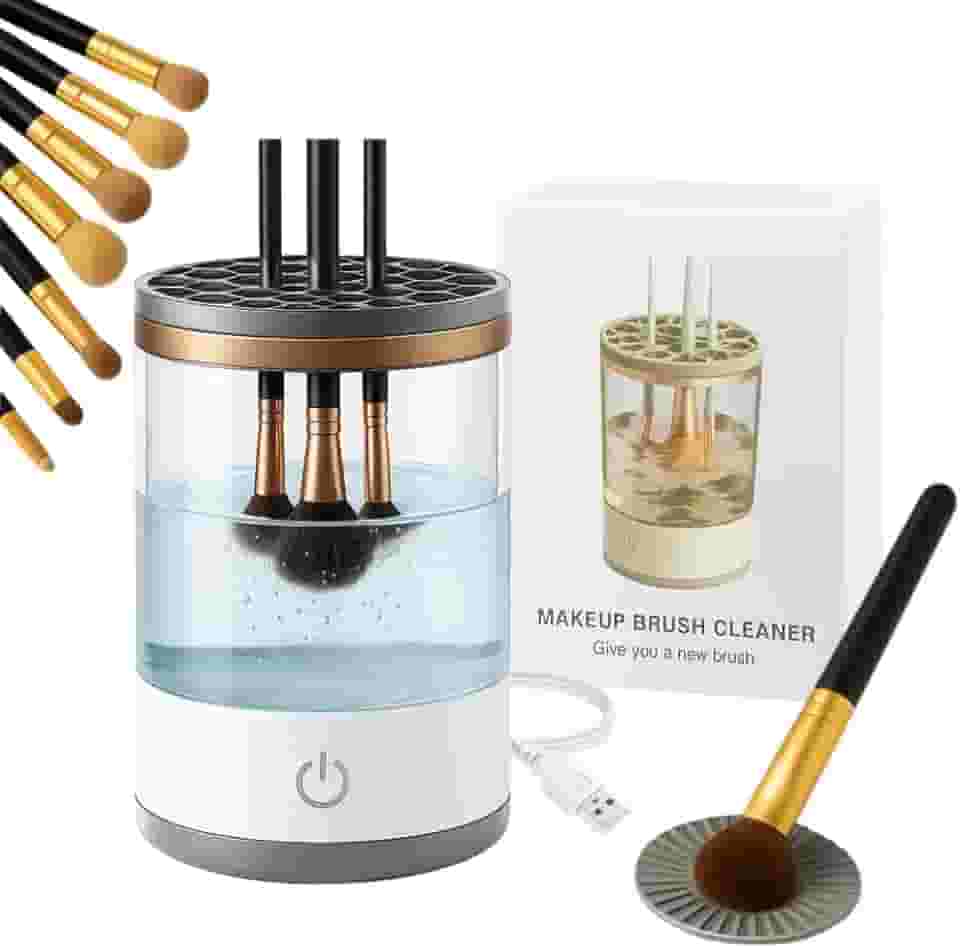 Limpador de Pincéis de Maquiagem Elétrico Automático USB – Lava e Seca Rápido, Portátil e Recarregável, Kit Higienizador Profissional para Todos os Tipos e Tamanhos de Pincéis de Maquiagem