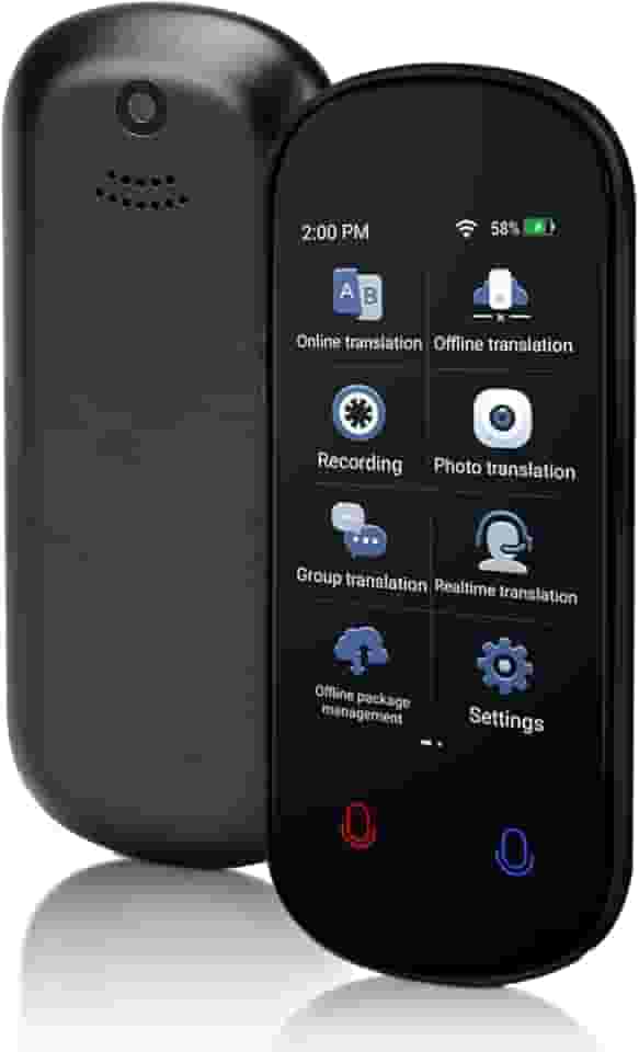 Dispositivo tradutor de idiomas, tradução de voz em tempo real bidirecional, suporta 138 idiomas, offline/gravação/tradução instantânea de foto com tela sensível ao toque HD de 7,6 cm para