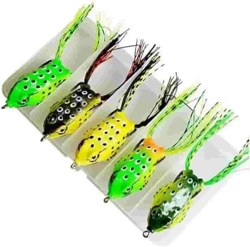 Kit Com 5 Isca Artificial Sapo Frog Anti Enrosco Para Traira e Grandes Peixes