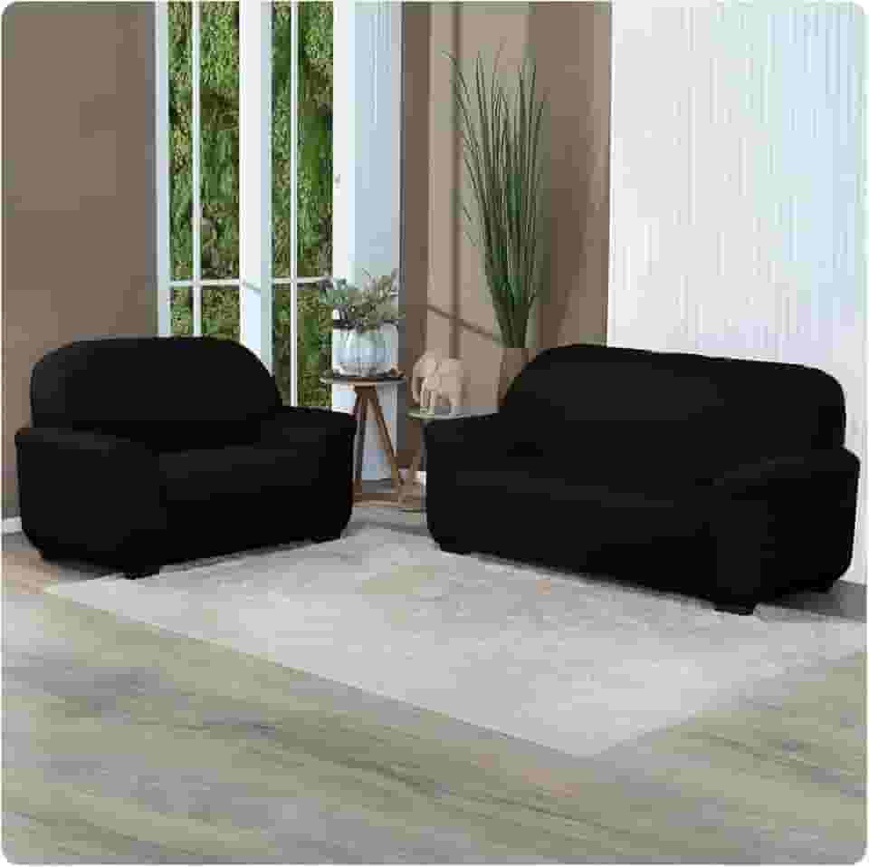 Capa Para Sofá Grossa em Malha Gel 2 e 3 Lugares Cores Diversas (Preto)