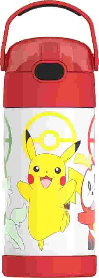 Thermos Garrafa infantil Pokemon Funtainer, aço inoxidável, 350 ml, azul