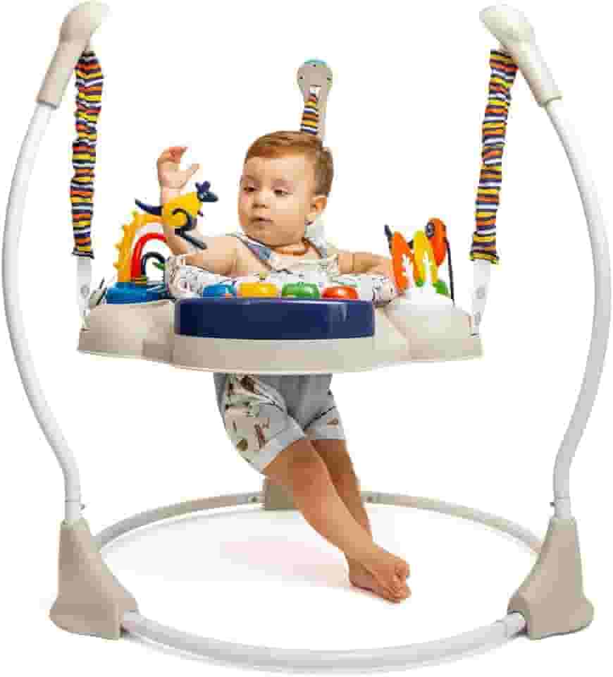 Clingo Jumper Interativo para Bebês com 9 Atividades, Assento Giratório 360°, Altura Ajustável
