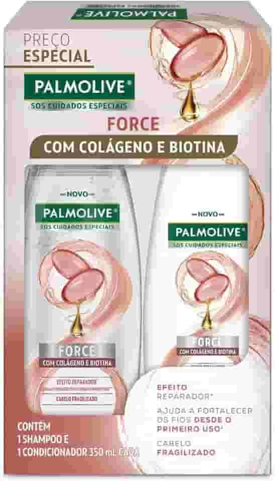 Palmolive Shampoo e Condicionador Kit SOS Cuidados Especiais Force com colágeno e biotina 350ml Shampoo + Condicionador