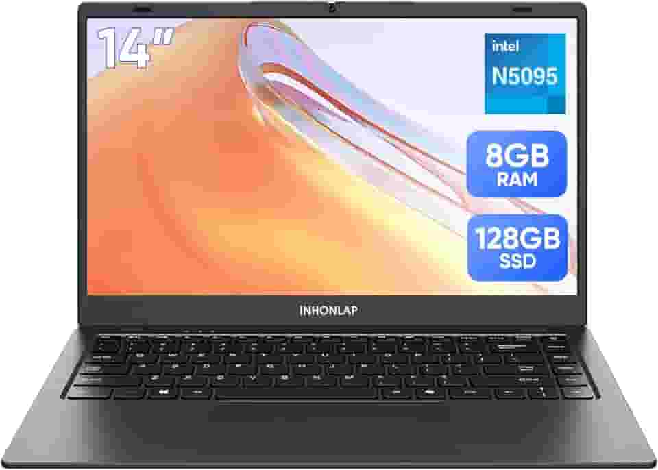 Laptop para estudantes, casa e negócios, processador quad-core N5095, 2,9 GHz, 8 GB de RAM, SSD de 128 GB, expansível de 1 TB, laptop de 14 polegadas, WiFi 5, BT 5.0, USB 3.0