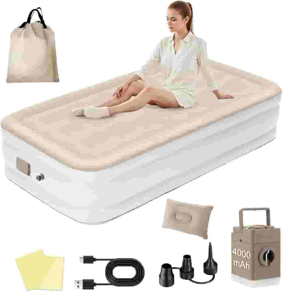 Colchão Inflável de ar Queen Individual High,190cm×95cm×40cm, 2025 NEW Actualizar a Qualidade, com Bomba Rápida Inflação/Deflação, Terno Comfort, Camping, Viagem, Portátil Impermeável