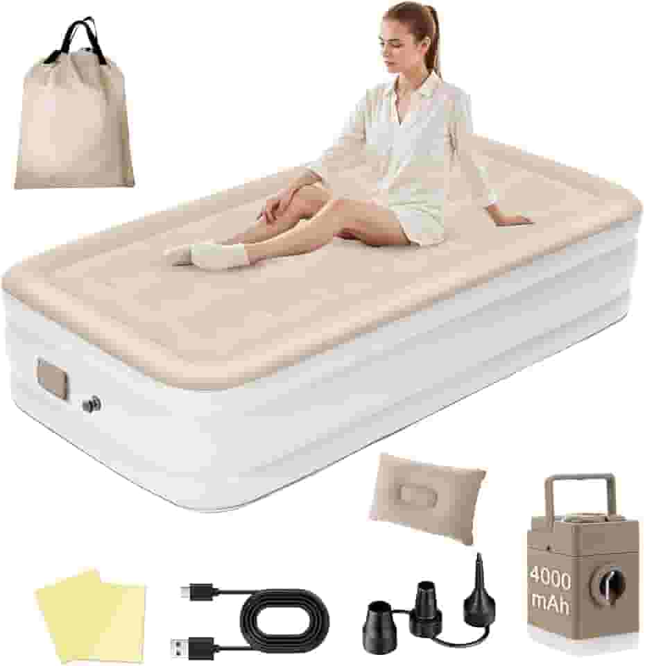 Colchão Inflável de ar Queen Individual High,190cm×95cm×40cm, 2025 NEW Actualizar a Qualidade, com Bomba Rápida Inflação/Deflação, Terno Comfort, Camping, Viagem, Portátil Impermeável