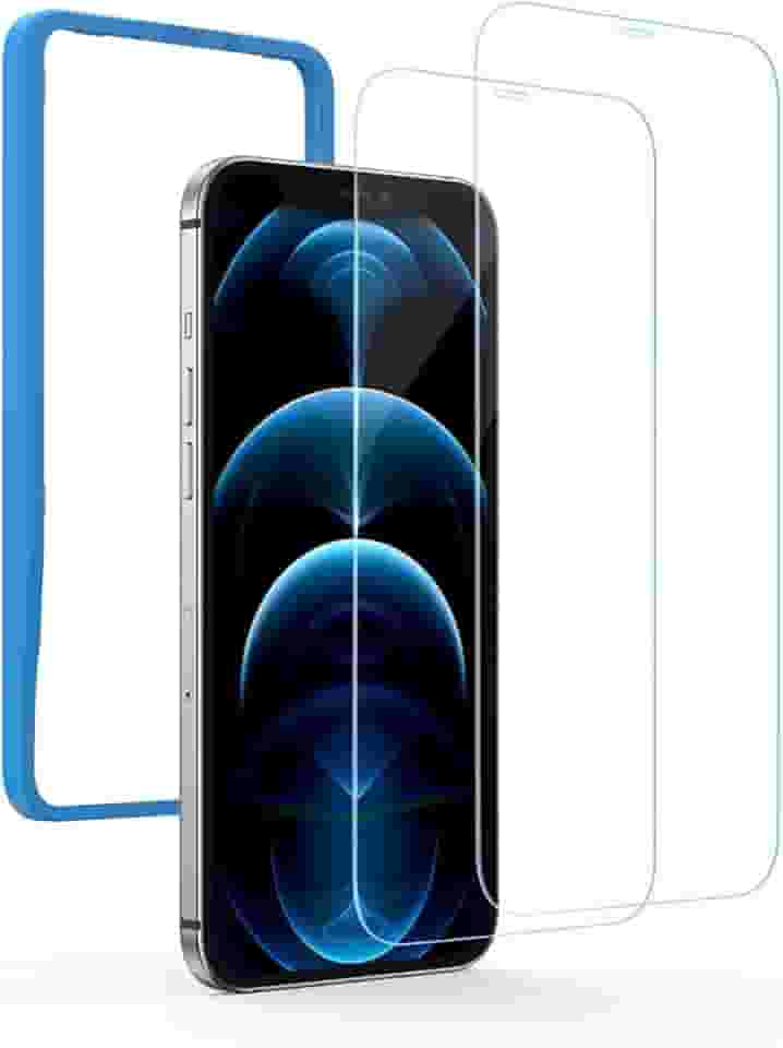 UGREEN 2 Pack Compatível com iPhone 12 Pro Max Protetor de tela de vidro temperado Anti-riscos com moldura de alinhamento, livre de bolhas, resistente a arranhões para iPhone 12 Pro Max-6,7 polegadas