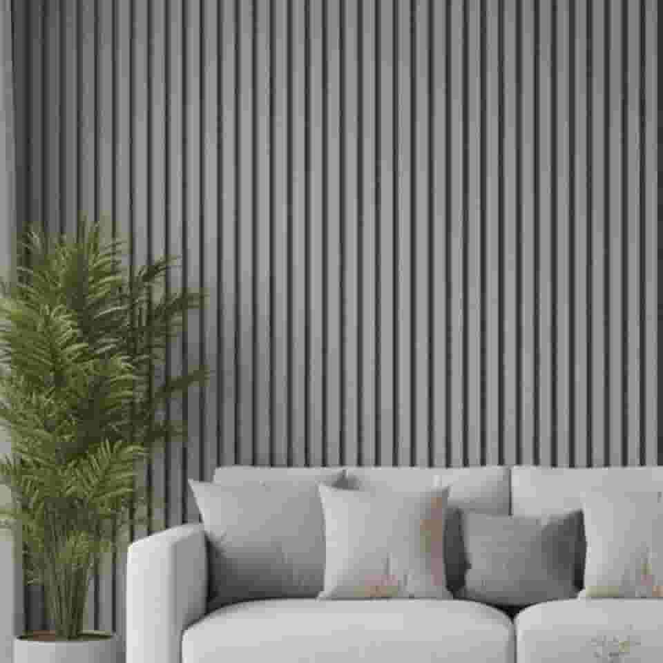 Papel De Parede Ripado Cinza Madeira 10m x 45cm Lavável Autocolante Efeito Painel Moderno