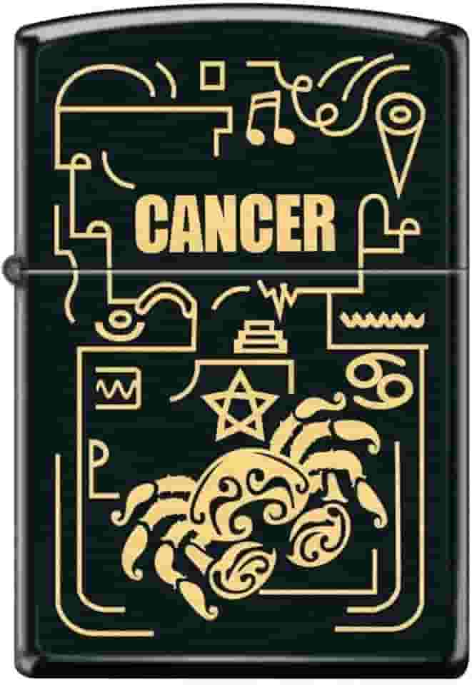 Zippo Isqueiro - Cancer Zodiac Black Matte Windproof Lighter #Z5300