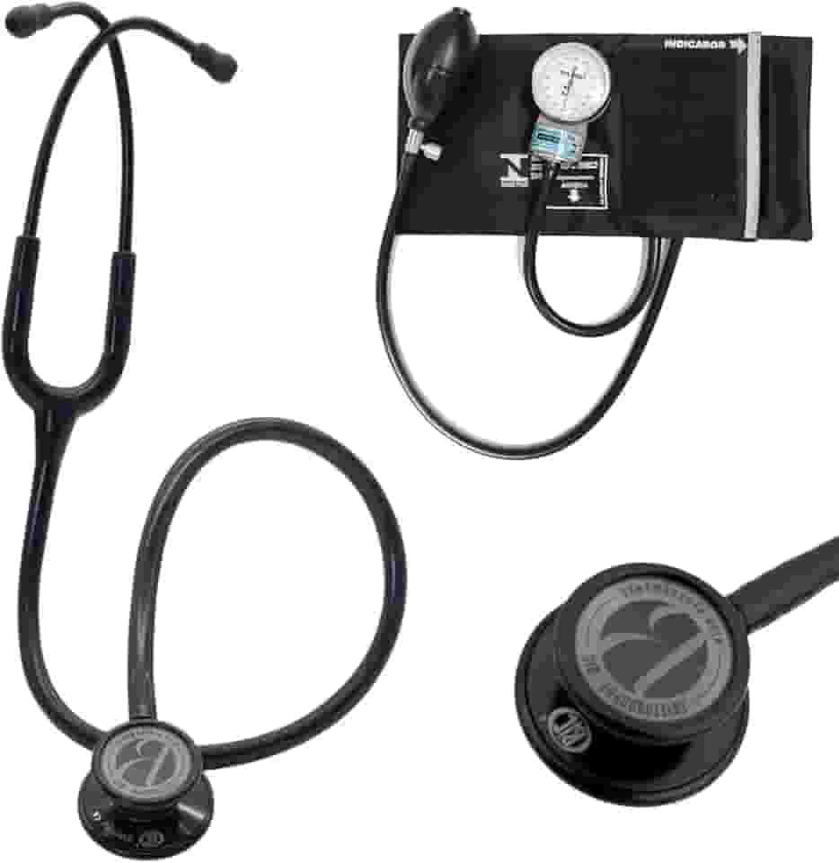 Kit Estetoscópio BIC Eternity + Esfigmomanômetro Pamed Com Bolsa - Enfermagem e Medicina (TOTAL BLACK)