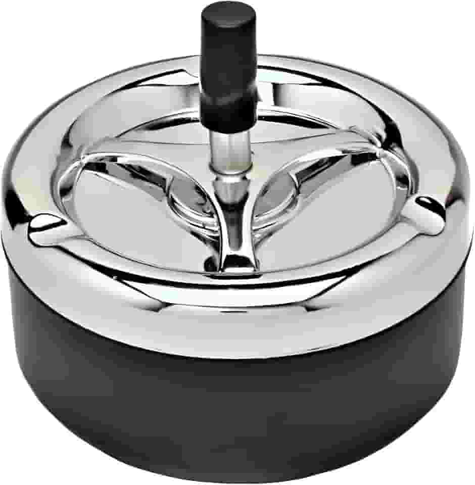 Cinzeiro Giratório de Metal com Tampa Antiodor – Design Retrô, Ideal para Ambientes Internos e Externos – Portátil e Fácil de Limpar