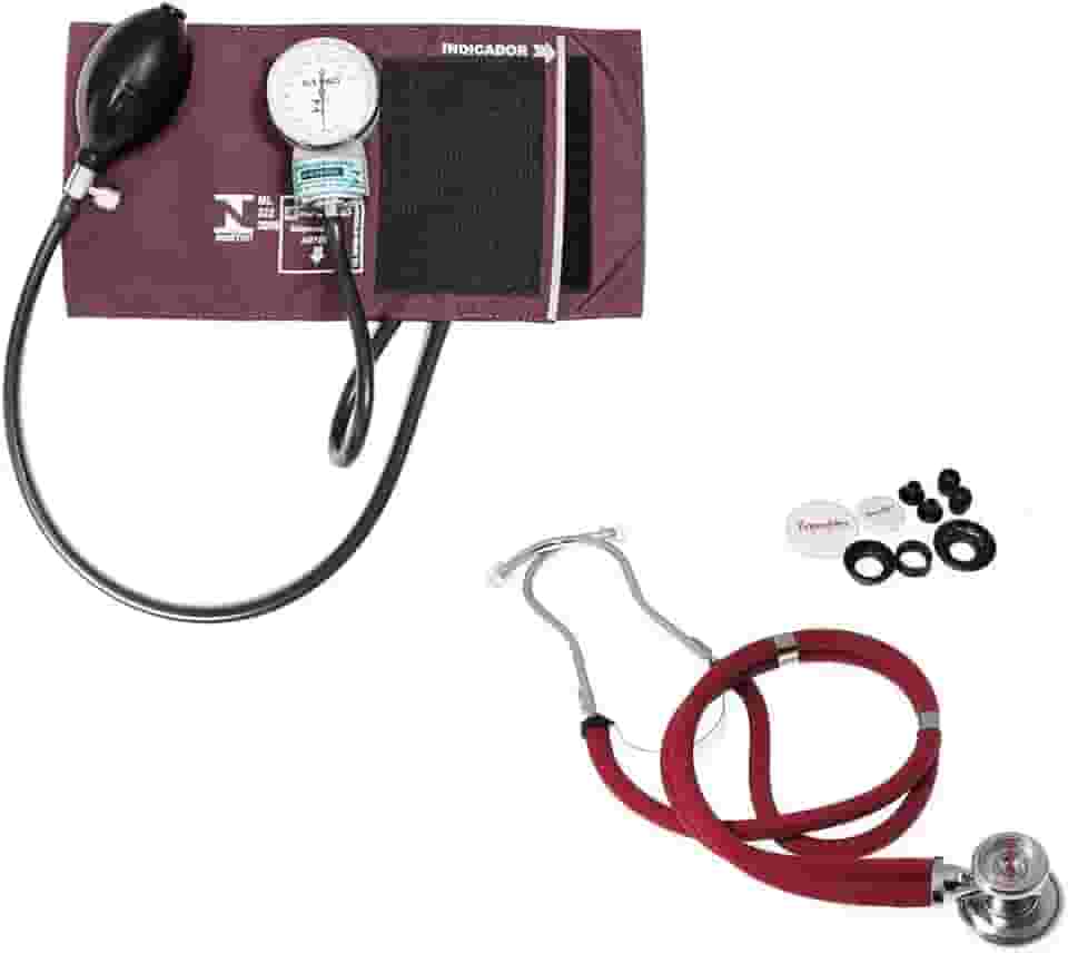 Aparelho Medidor de Pressão Esfigmomanômetro com Braçadeira + Estetoscópio Rappaport Premium - Vinho