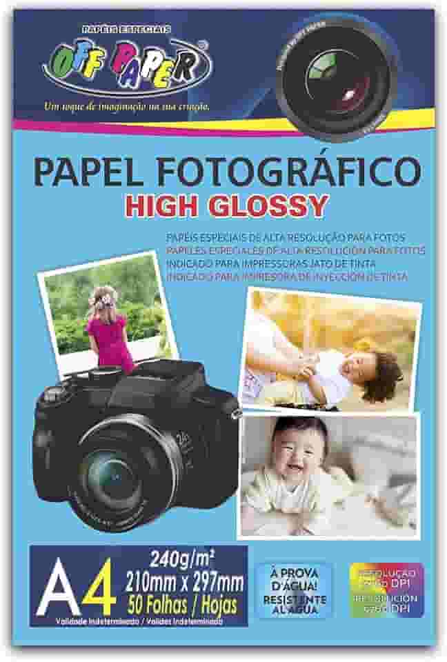 Papel Fotográfico A4 240G, OFF PAPER, Pacote com 50 folhas