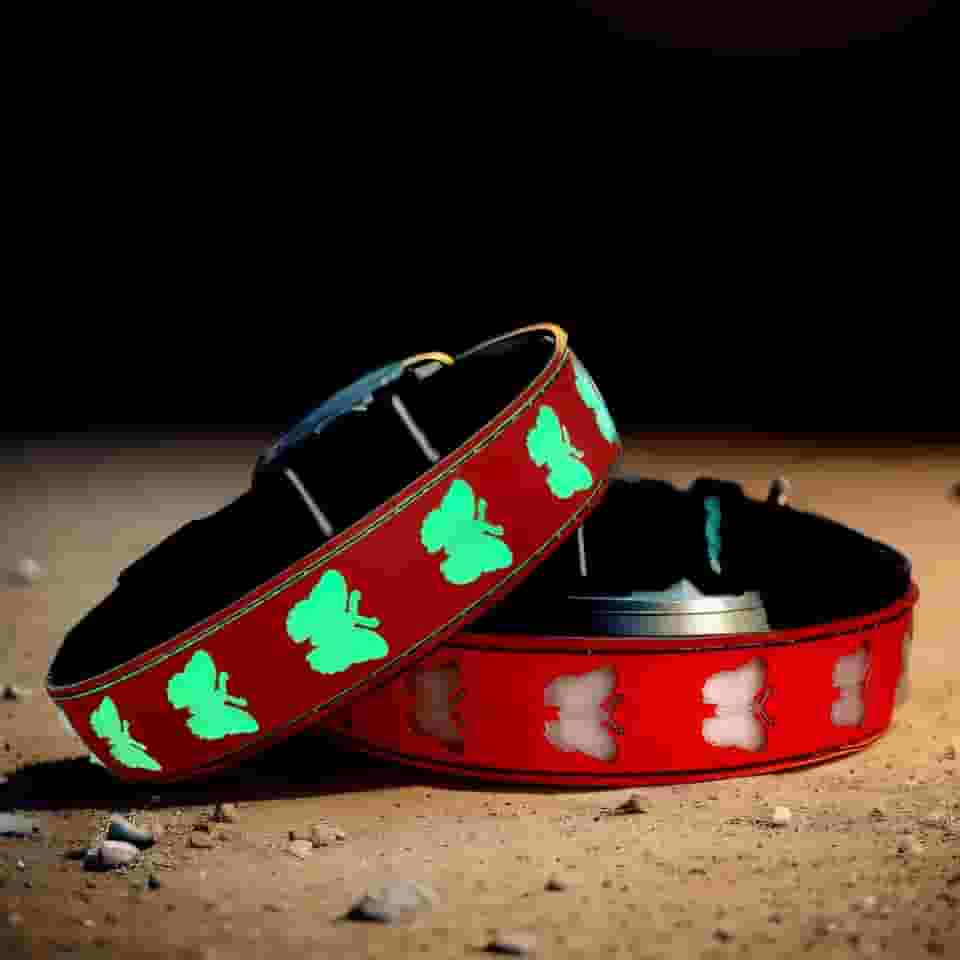 Coleira de cachorro com luz de LED USB-C, design 3D confortável e macio, iluminação multicolorida, coleira noturna para cães (BT-RED, M (39,9-50 cm))
