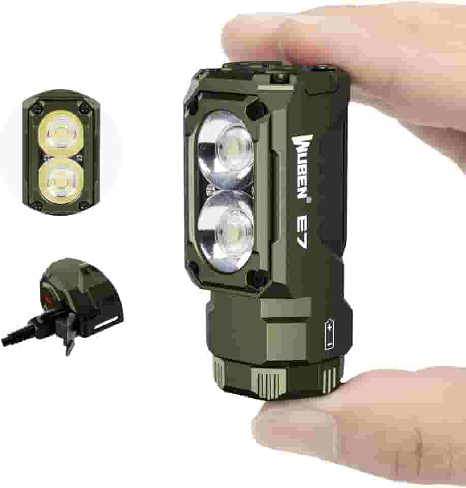 Mini lanterna recarregável de 1800 lúmens com ímã WUBEN E7 - lanterna EDC superbrilhante de 6 modos, LED recarregável Typ-C; lanterna de bolso IP68 para uso com farol, resgate, acampamento