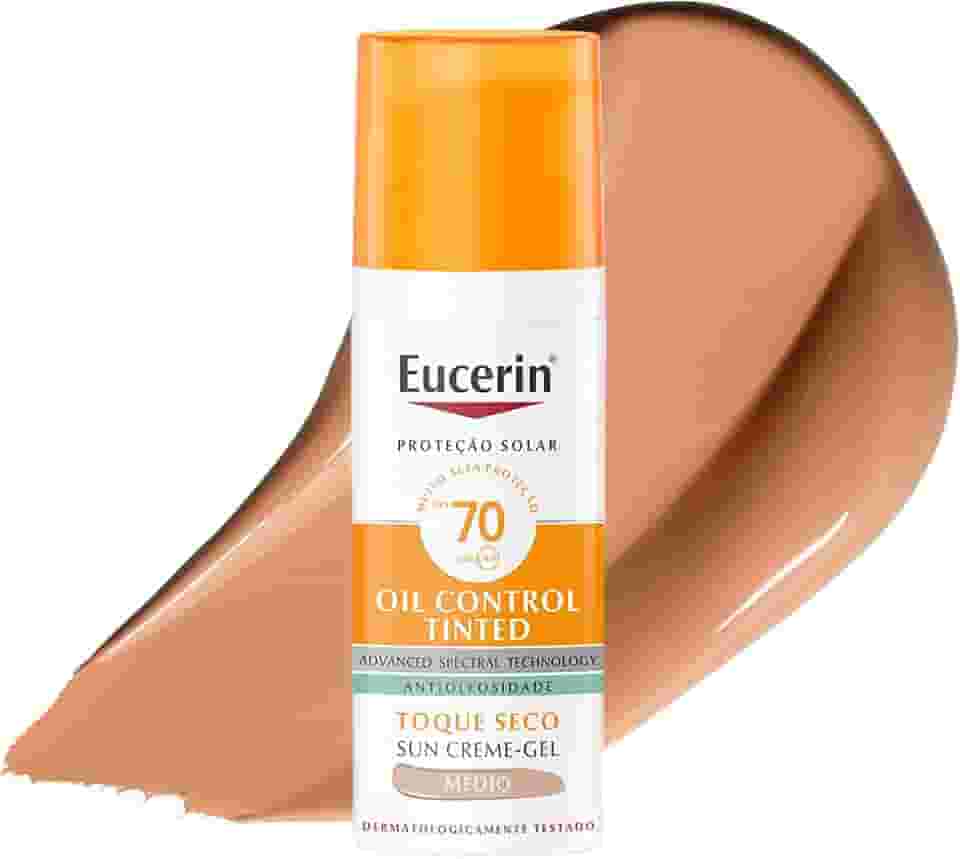 EUCERIN Protetor Solar Facial Oil Control Com Cor, FPS70 50ml, Antioleosidade, Proteção UVA, UVB e Luz Visível, Pele Oleosa