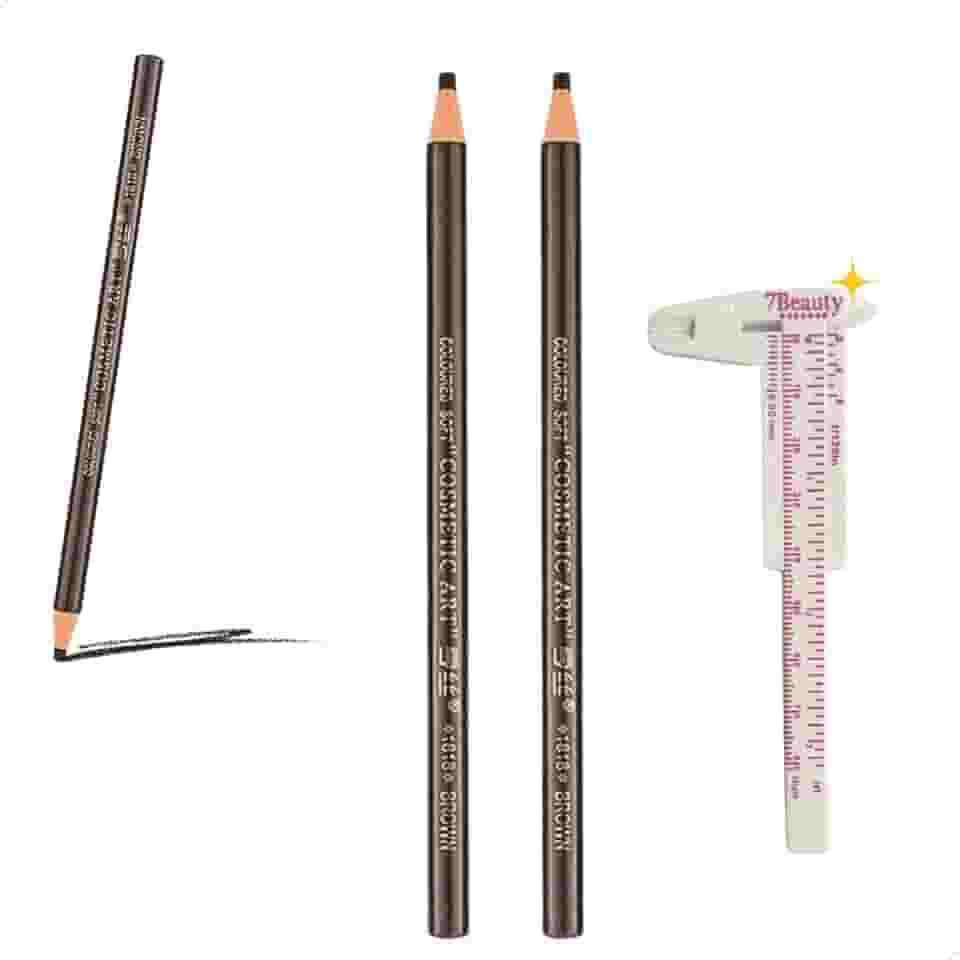 2 Lápis Dermatográfico Design de Sobrancelhas Marcação Alta Duração Kit Com 2 unidades Cor Marrom