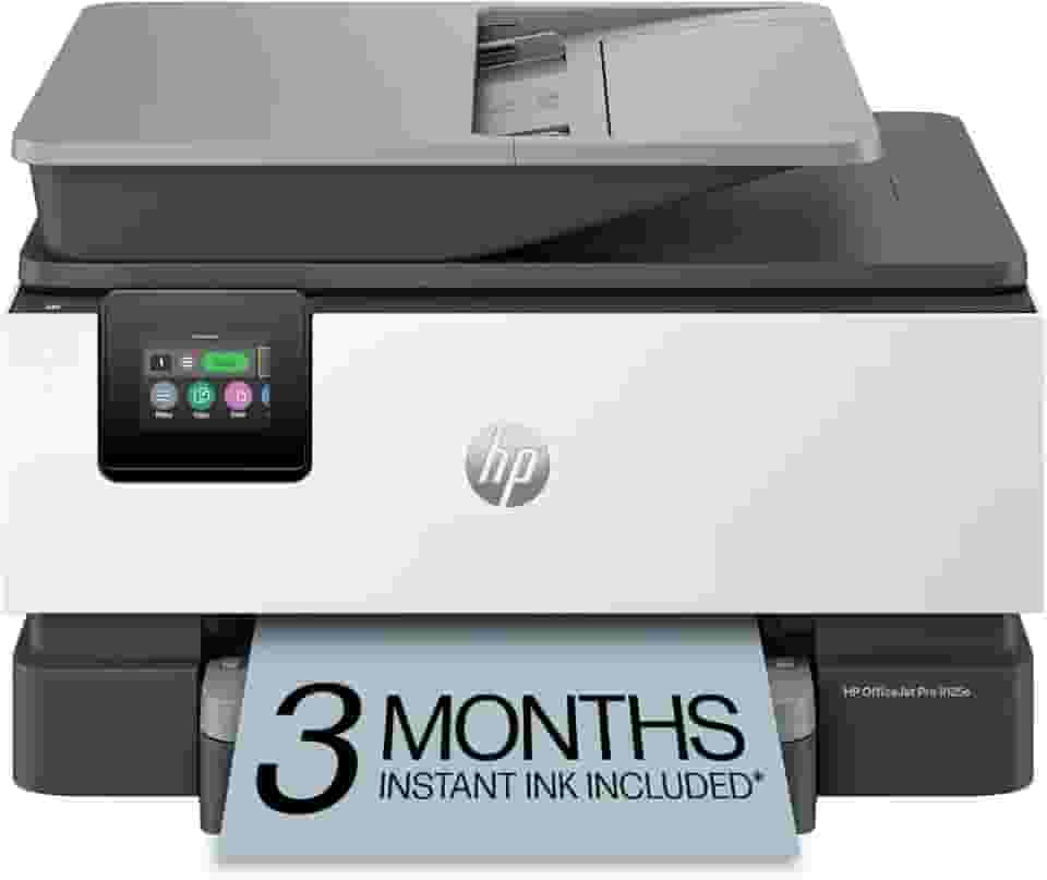 HP OfficeJet Pro 9125e Impressora multifuncional, colorida, impressora para pequenas e médias empresas, impressão, cópia, digitalização, fax, tinta instantânea elegível (3 meses incluídos), tela