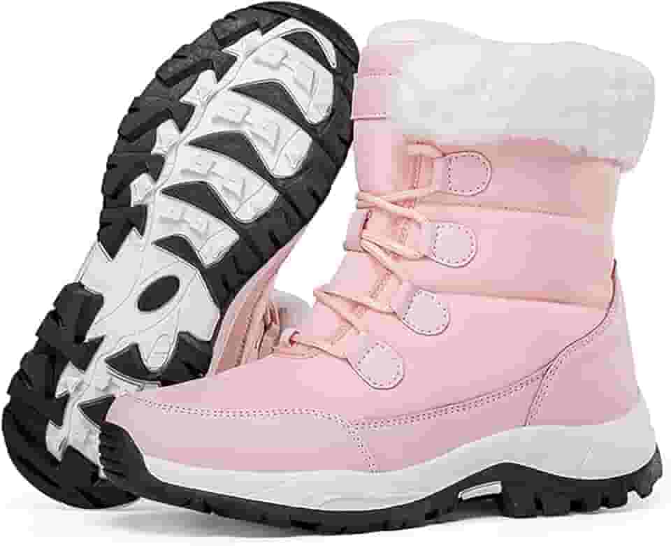 Botas femininas de neve de inverno com plataforma à prova d'água, confortáveis, quentes, totalmente forradas, leves, antiderrapantes, para uso ao ar livre, com cadarço até a panturrilha