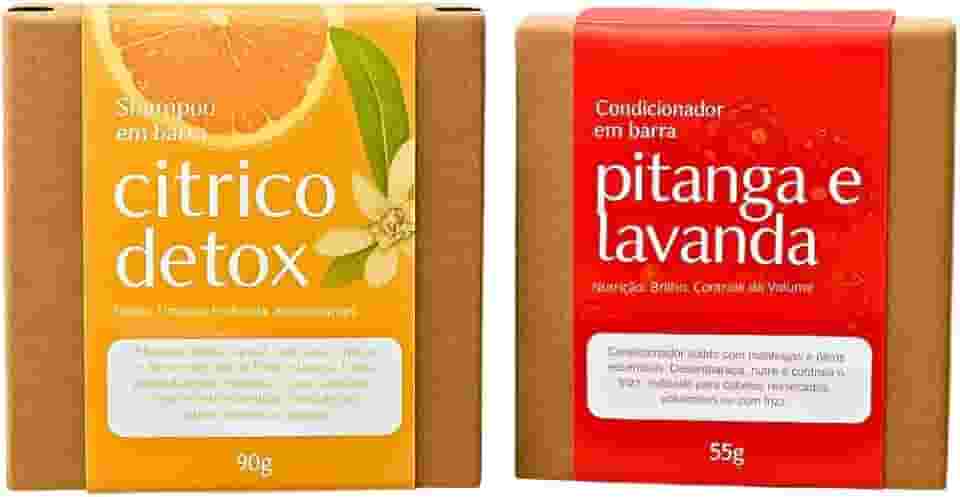 Kit Shampoo e Condicionador em Barra Senhor Saboeiro - Cabelos Oleosos Citrico e Pitanga