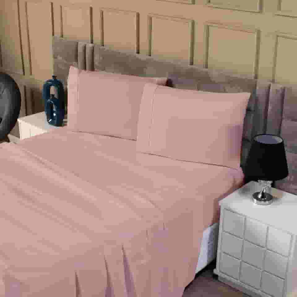 Jogo Cama King Size 4 Peças Percal 600 Fios Toque Suave e Acabamento Premium (Rosê)