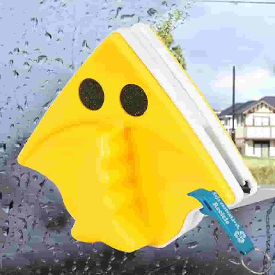 Limpador de Vidro Magnético para Janela Vidraça Aquário Amarelo + Chaveiro CBRN18659