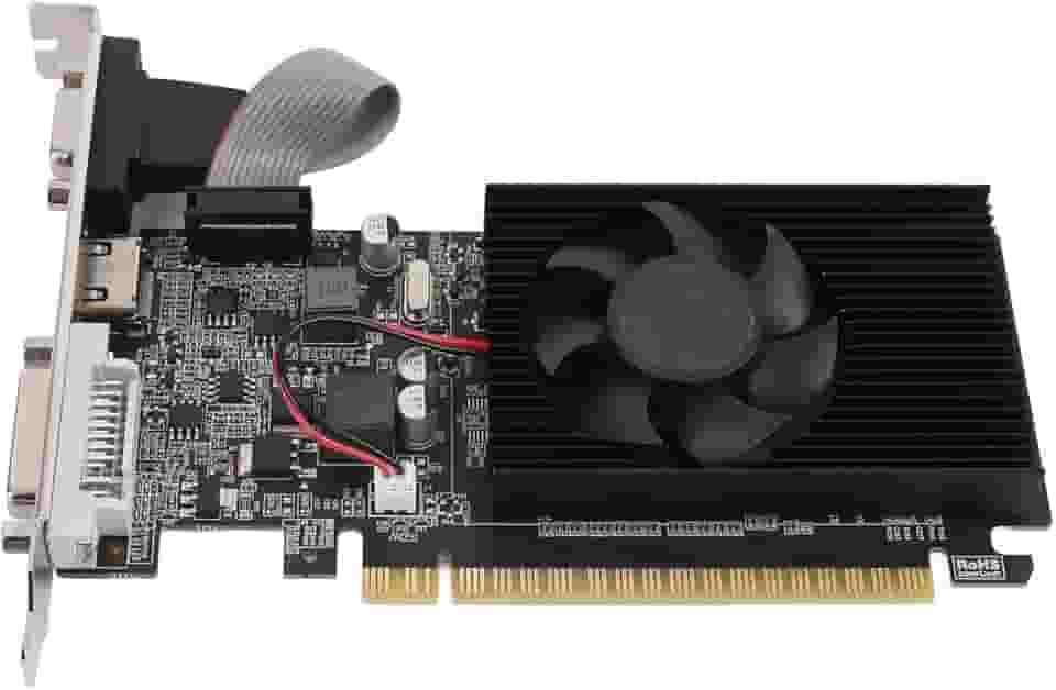 PUSOKEI Placa gráfica de computador, 1GB DDR3 64Bit 500/589MHz PCIE 2.0 placas gráficas para jogos, placa de vídeo de baixo ruído com ventilador de resfriamento, suporta DirectX10.1, saída VGA/DVI
