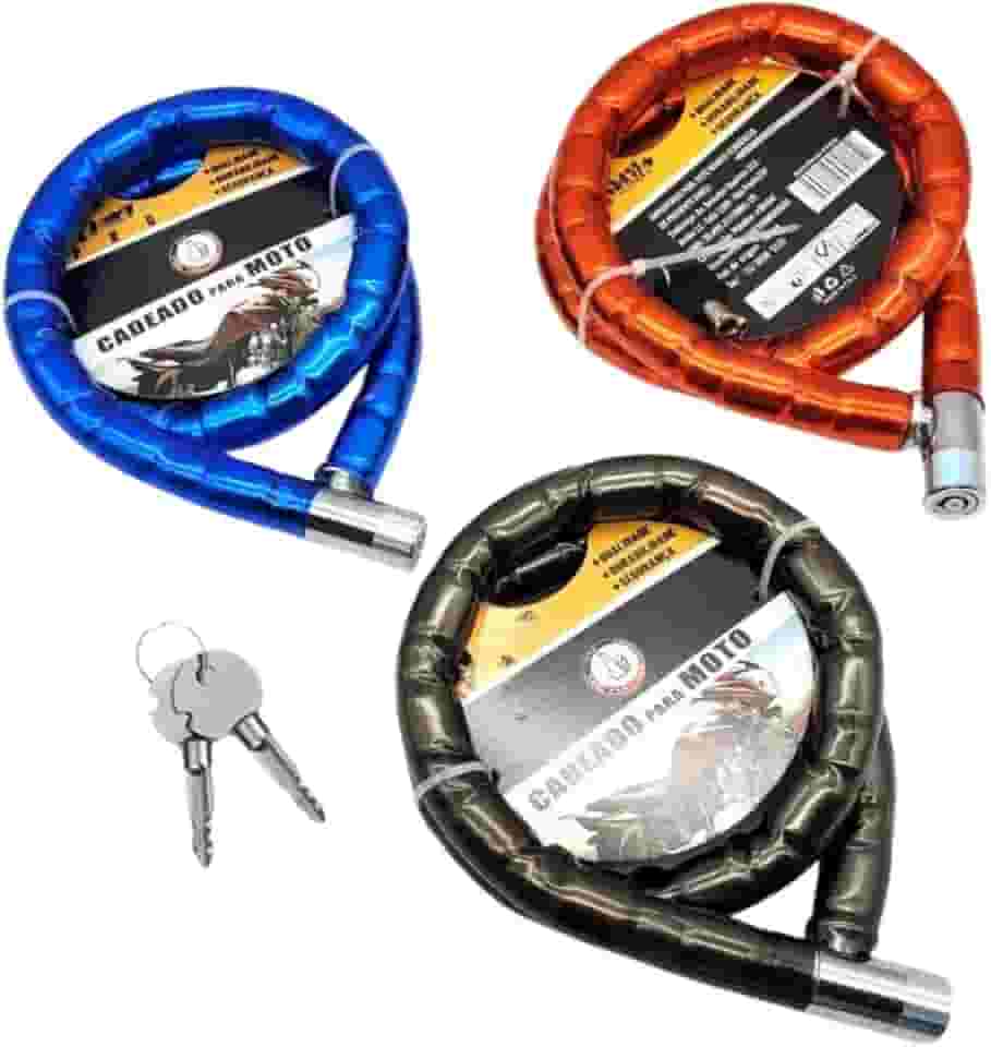 Cadeado Trava 100cm Aço Reforçado Grosso Moto Bike Portão Corrente Trava Bicicleta Portão Segurança Chave Ultra Resistente Anti Furto (Preto)