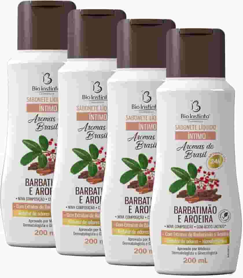 4 UNDs Sabonete Íntimo Líquido Barbatimão e Aroeira 200ml Bio Instinto
