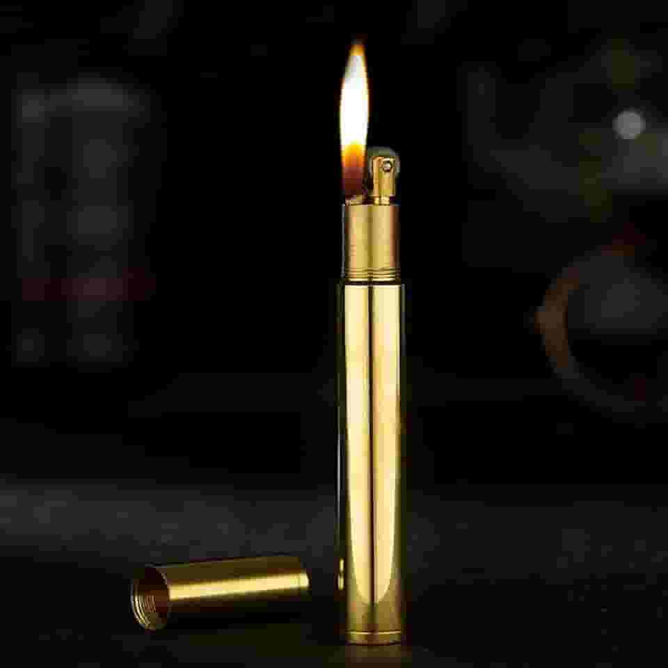 Isqueiro de trincheira vintage, cobre puro para fumar, mini isqueiro de querosene antigo reutilizável, isqueiro de chama macia para coleção de presente decorativo