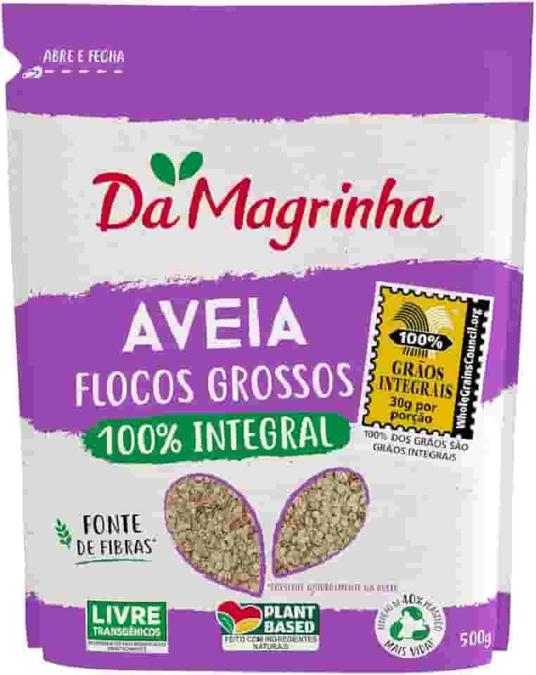 Aveia Da Magrinha 500g – Flocos Grossos, Integral, Fonte de Fibras, Sem Lupas de Alto Teor, Ideal para Mingaus, Receitas e Café da Manhã Saudável