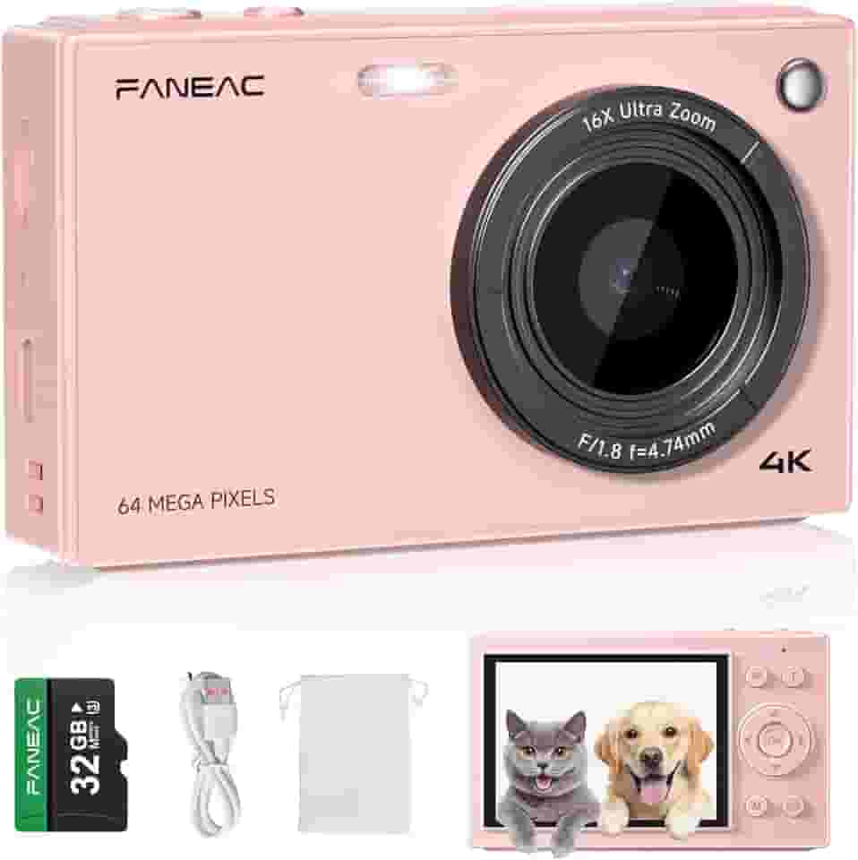 Câmera digital S1 4K para fotografia – Câmera vlogging de 64 MP tela IPS de 3 polegadas, zoom 16X, foco automático, macro, luz de preenchimento, filtros, aponte e fotografe para iniciantes