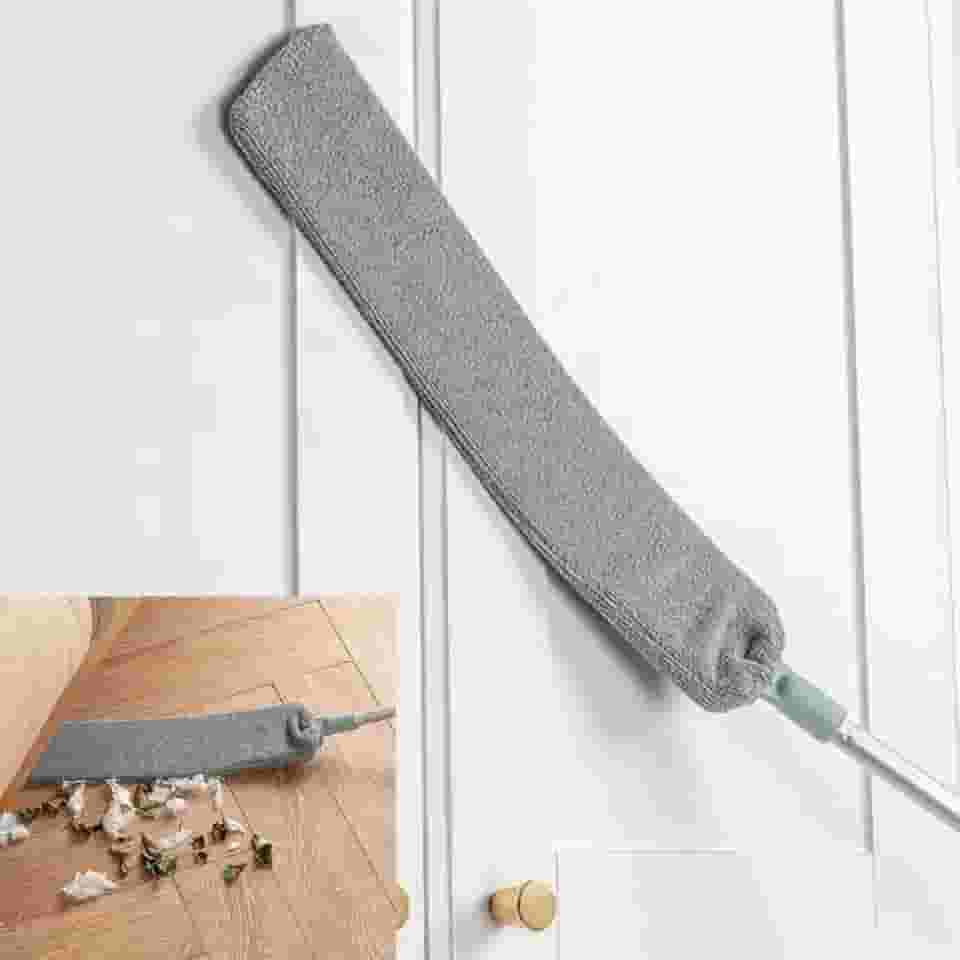 ESPANADOR PARA CASA ESCOVA DE POEIRA DOBRAVÉL EM MICROFIBRA COM HASTE EM ALUMÍNIO EXTENSIVA FLEXÍVEL LAVÁVEL PARA MOVÉIS, CANTOS DE SOFÁ, TETO E EMBAIXO DE MÓVEIS - MOLHADO OU SECO