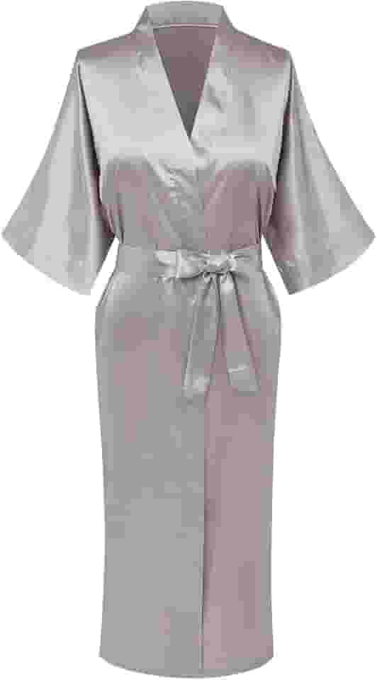 Roupão de banho feminino de cetim longo sedoso para madrinha de casamento, festa de casamento, prepare-se