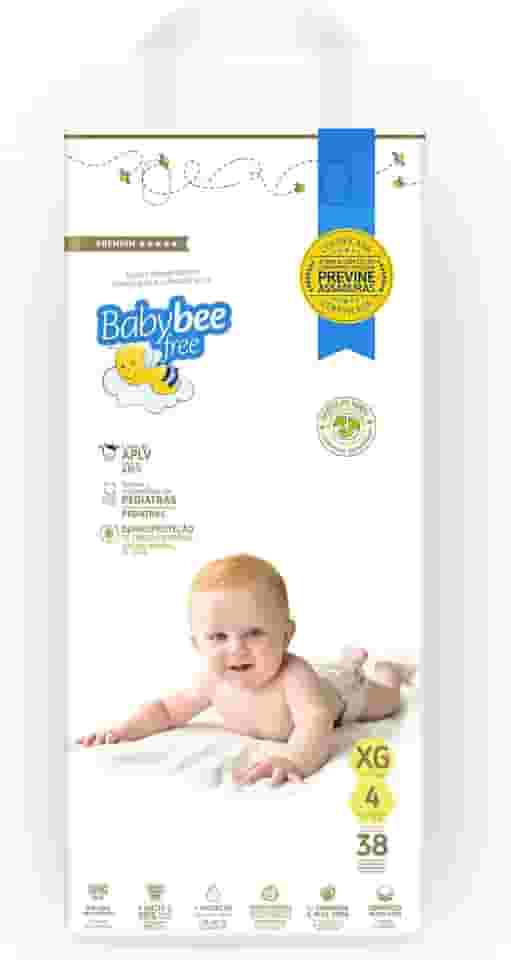 FRALDA DERMOPROTETORA BABY BEE FREE MEGA TAMANHO XG de 11-16kg 38 unidades