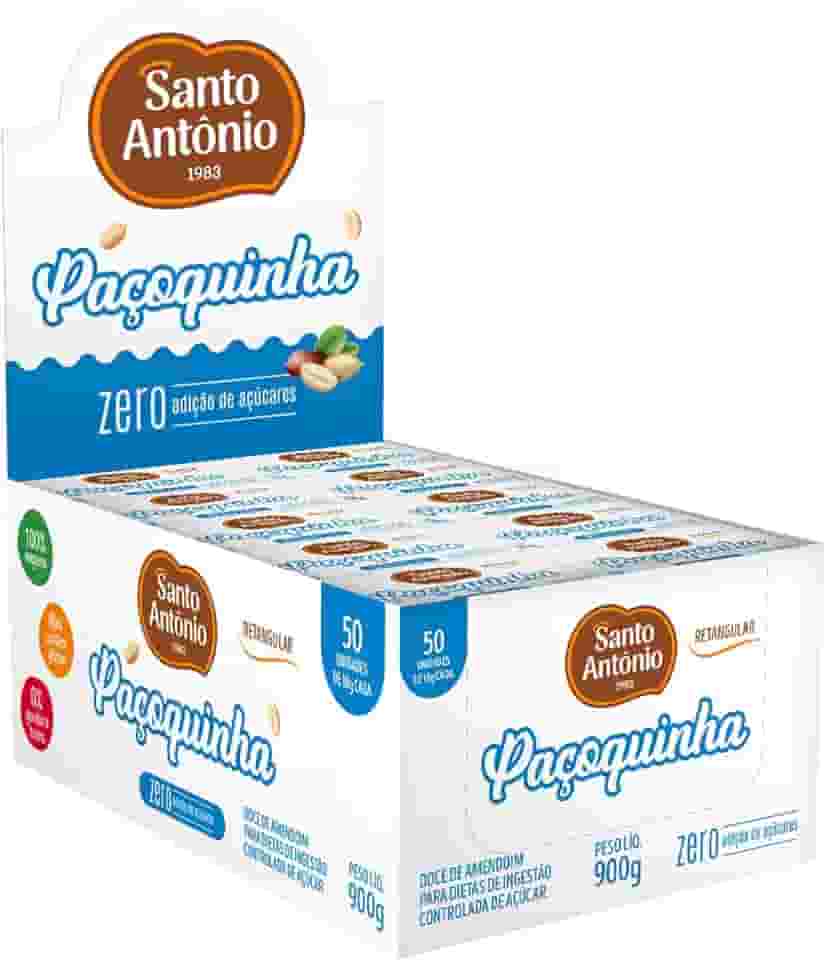 SANTO ANTONIO ALIMENTOS PACOQUINHA RETANGULAR ZERO DISPLAY 900G 50 UN X 18G