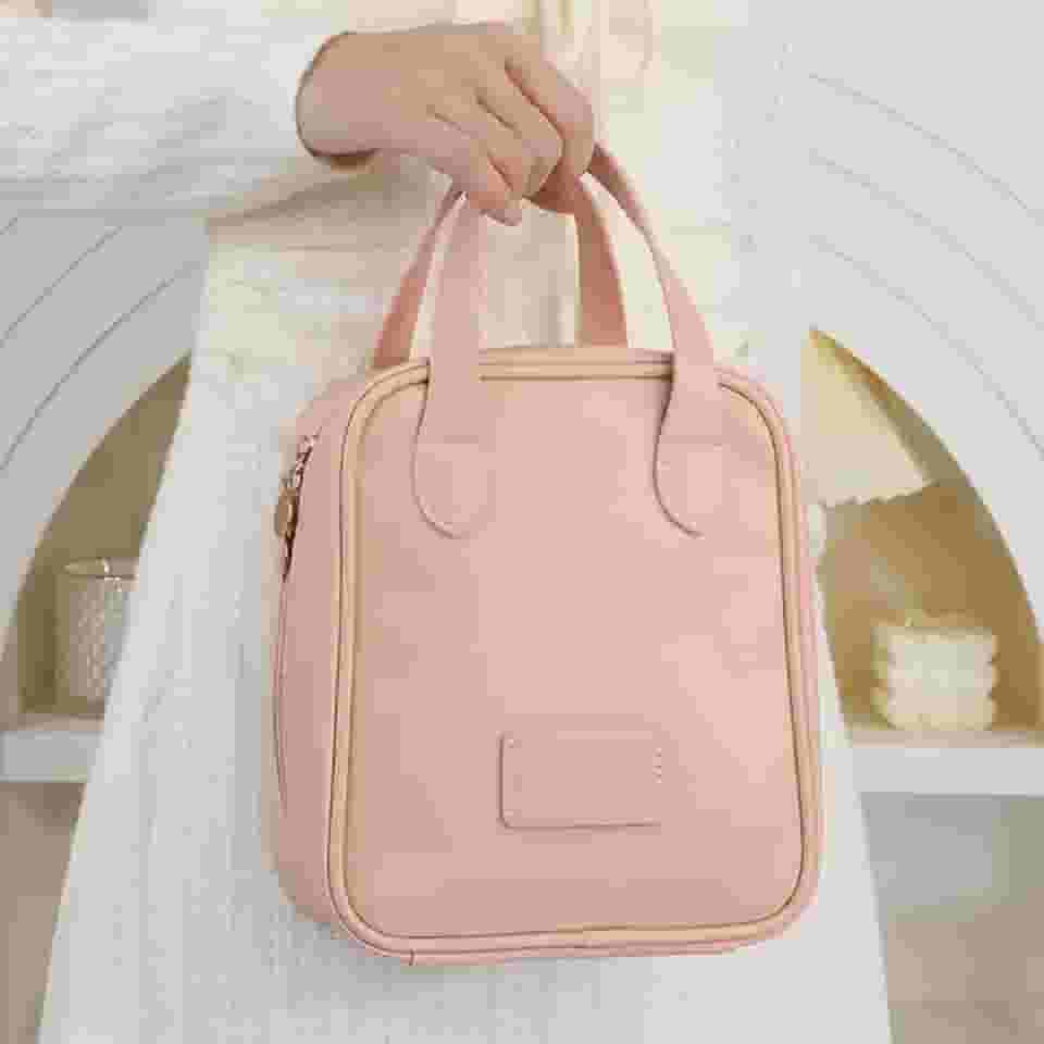 Necessaire Feminina Impermeável Bolsa de Maquiagem Portátil – Organizador de Cosméticos para Viagem e Uso Diário(12435.8-Rosa)