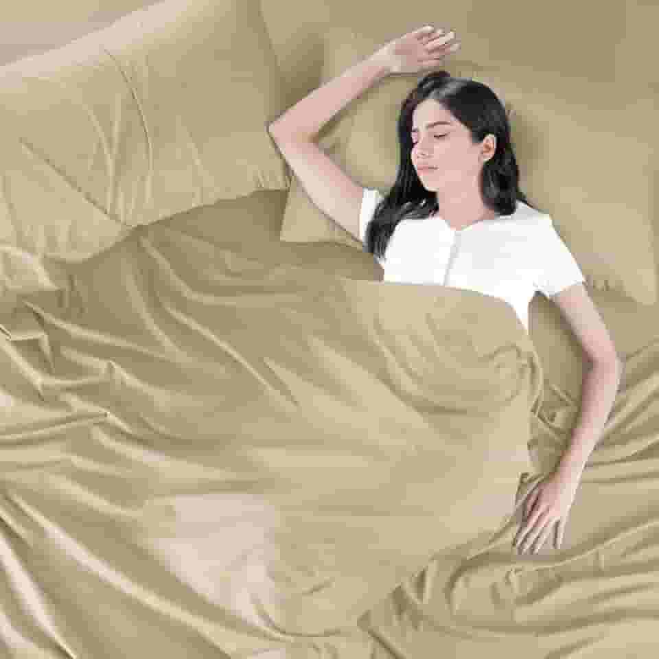 Lençol Avulso com Bainha em Tecido Premium, Percal Flex-LC (Cáqui, Casal/Padrão)