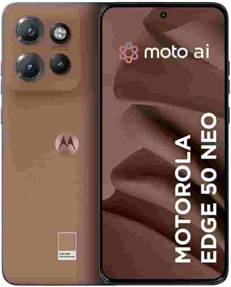 Smartphone Motorola Edge 50 Neo 5G - 256GB 16GB (8GB RAM+8GB Ram Boost) 50MP Sony Camera Moto AI Ultrarresistencia militar Mocha Mousse - Vegan Leather