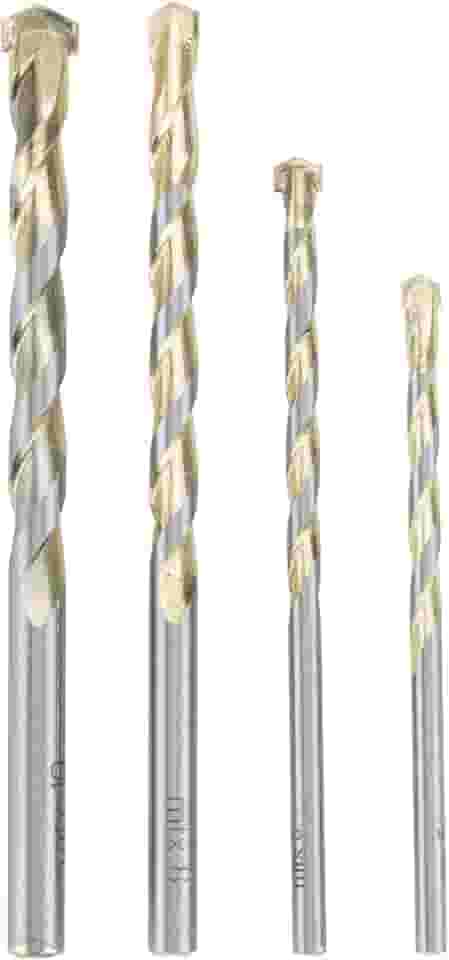 MTX Jogo de Brocas para Concreto Golden Line, 4 Peças (5-6-8-10mm), Liga Dura VK8, Perfuração com Impacto - Para Concreto e Tijolo