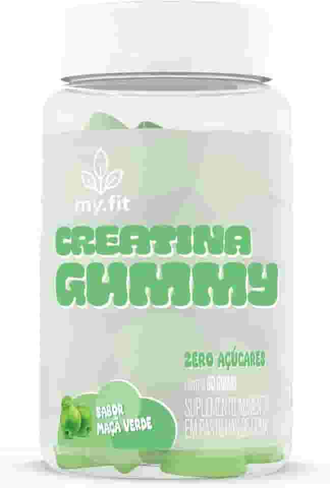 Creatina Gummy, Sabor Maça Verde (60 Gomas) 3g de Creatina por Dose, Zero Açúcar - My Fit