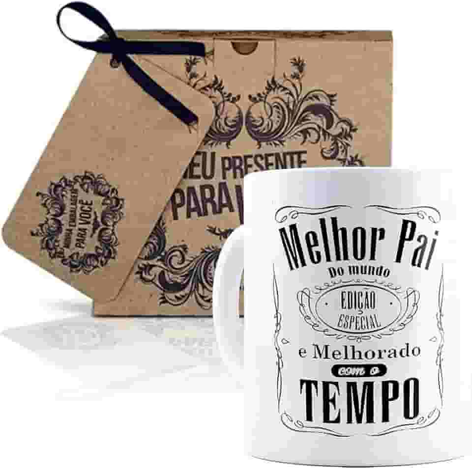 Generico Caneca Branca Edio Especial 'Melhor Pai do Mundo', Embalagem Presente, Ceramica, Caneca, 325 Milliliters, Casa, Bebidas Quentes, Frias