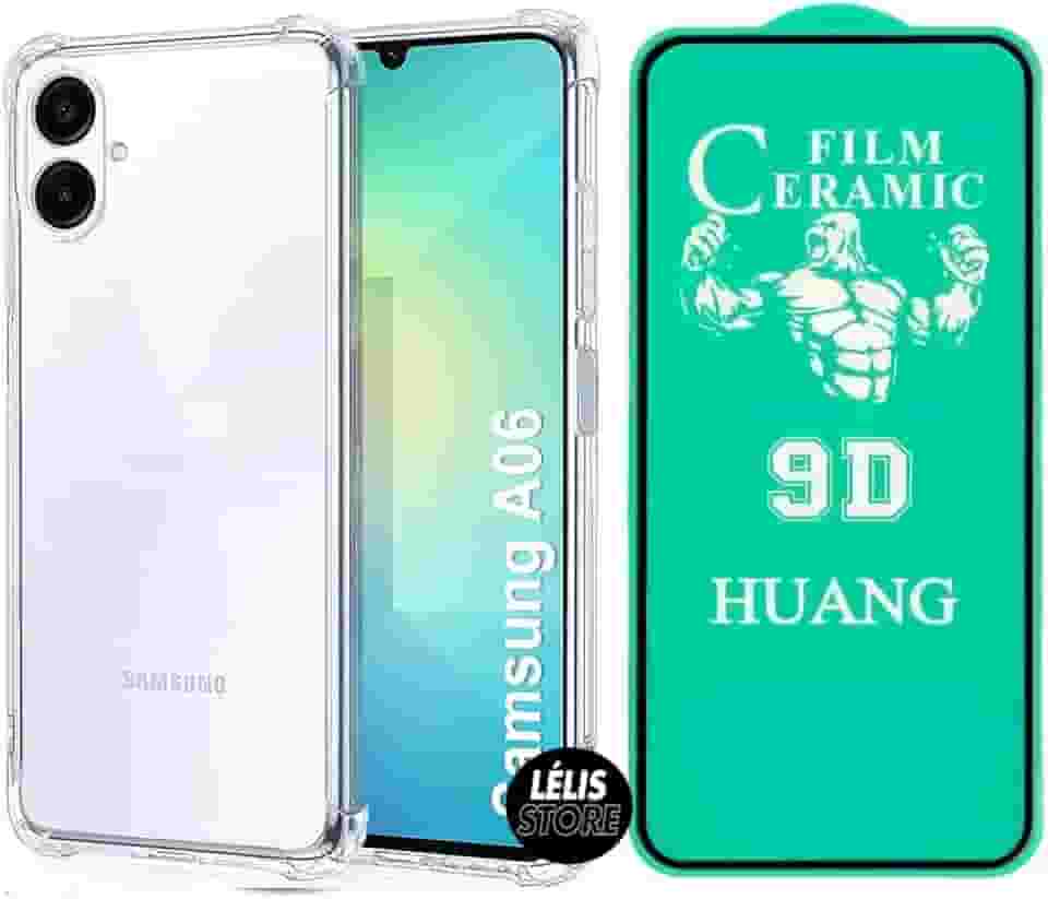 Kit Capa Capinha para Samsung A06 Anti Impacto Premium Transparente + Película Cerâmica 9D