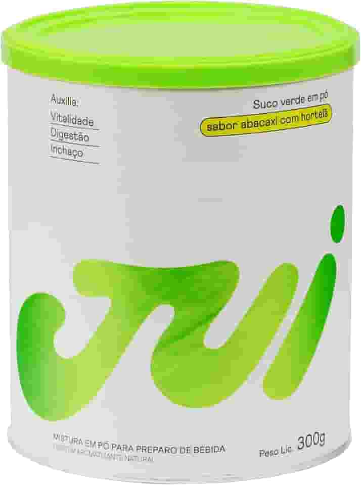 Jui Suco Verde em Pó Sabor Abacaxi com Hortelã 30 Doses, Vegano, 100% Natural, Sem Açúcar, Sem Glúten, Sem Lactose, Para Inchaço, Digestão e Vitalidade