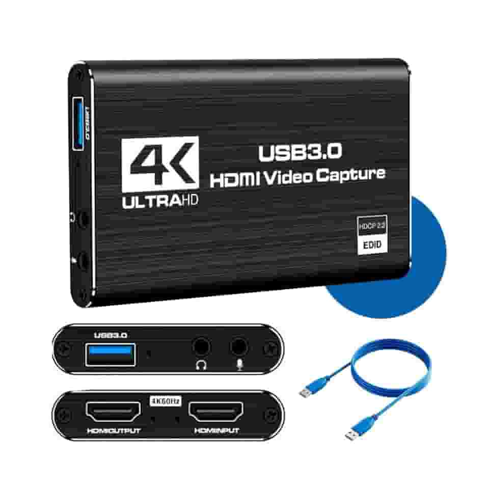 Placa de Captura de Vídeo Hdmi 4K Usb 3.0 Full Hd 1080p 60 FPS com Áudio para Xbox PS5 PS4 Nintendo Switch Celular para live streaming gravação transmissão captura de áudio hdmi