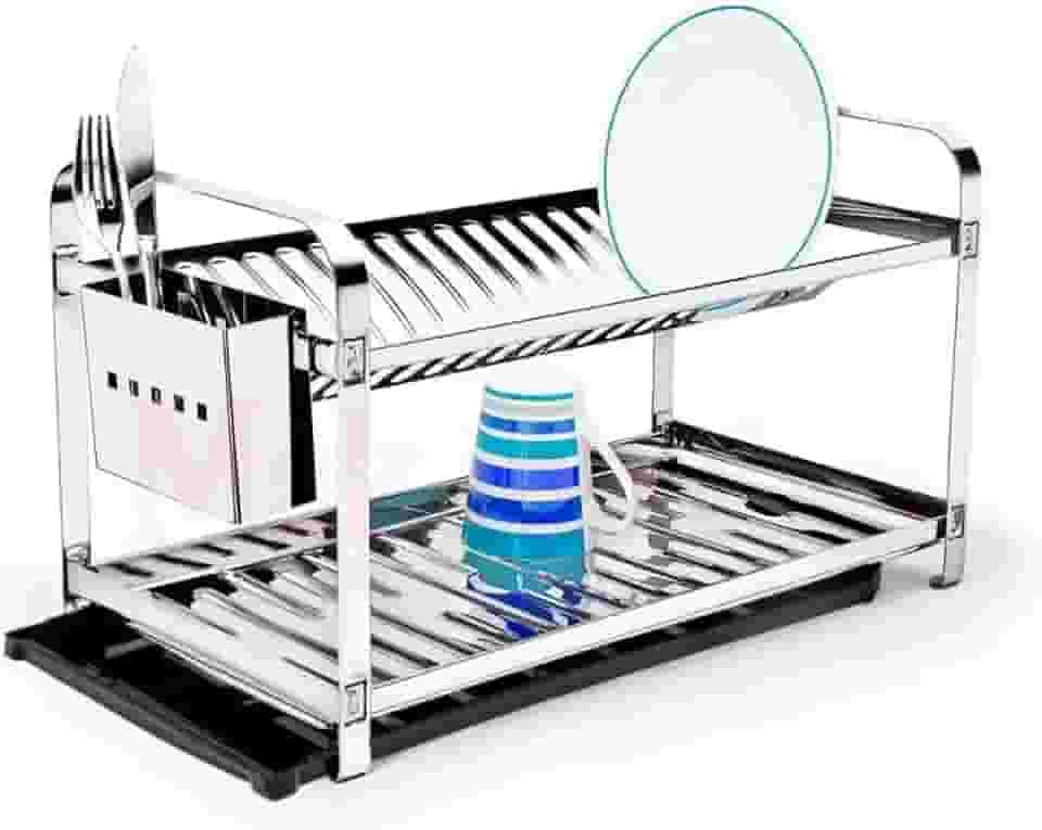 Escorredor de Louças 20 Pratos com Porta Talher Inox e Bandeja Mak-Inox 2220