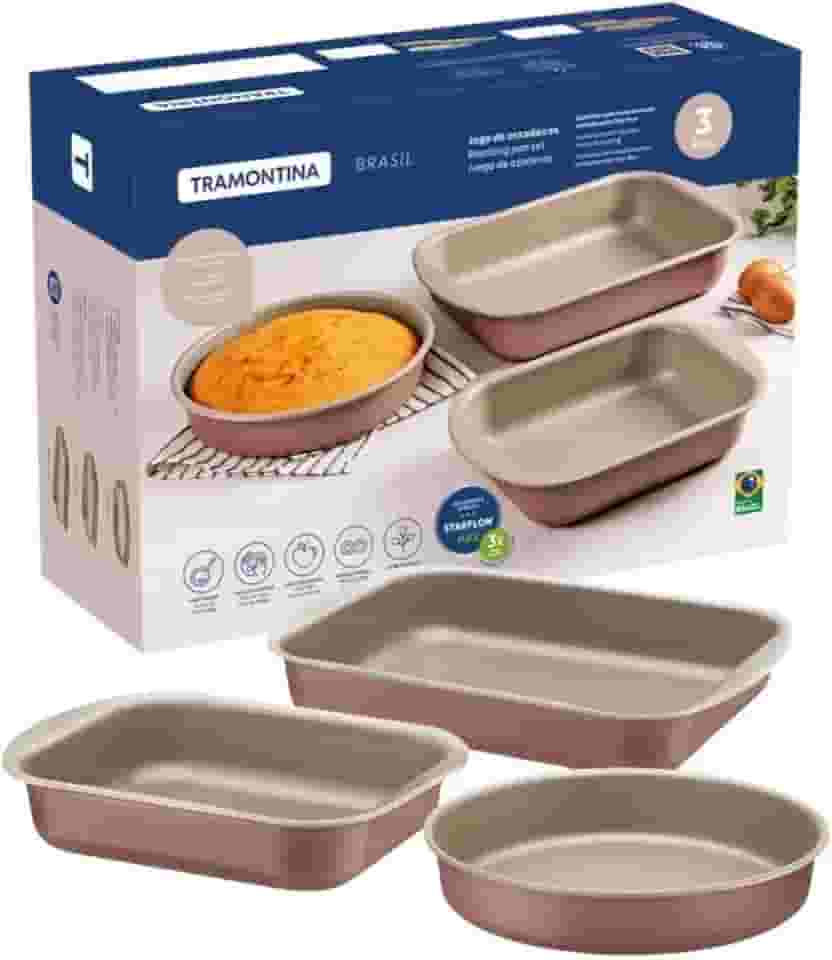 Jogo de Assadeiras Tramontina Brasil Antiaderente Starflon Max Mocaccino 3 Peças 20099/389