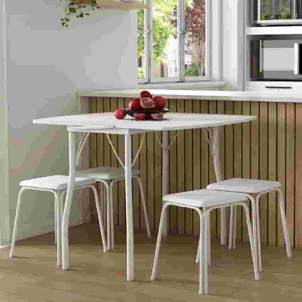 Conjunto Mesa Extensível com 4 Banquetas Carraro (Branca)