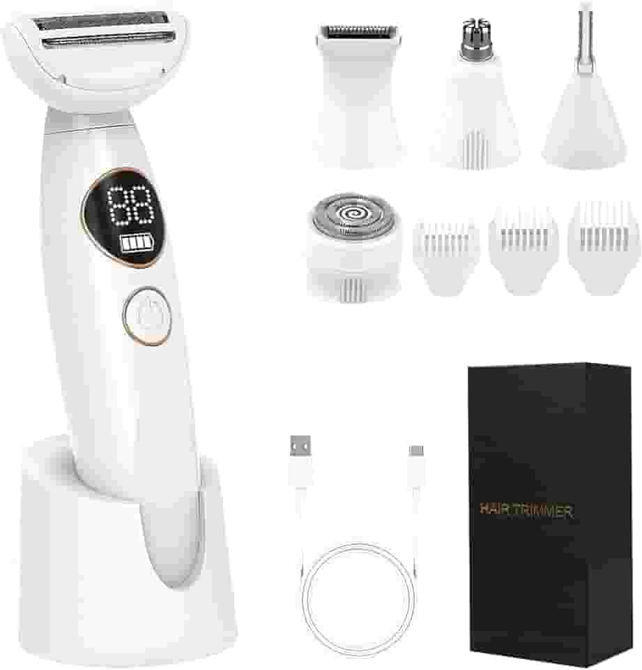 Depilador Eletrico Feminino, Barbeador Elétrico Feminino, Barbeador Feminino, 5 em 1, IPX7